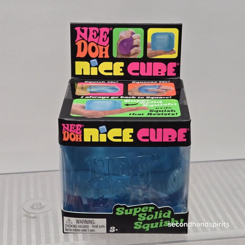 Nee Doh Nice Cube - Super Solid Squish! (Blue) - Brand New/Factory Sealed!